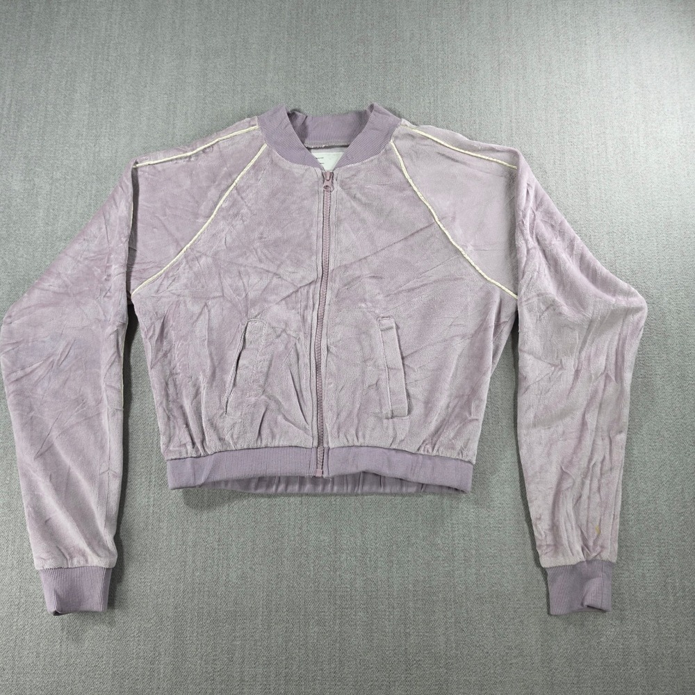 RSQ Velour Bomber Jacket Kids Size S Lavender Purple Full Zip Piping